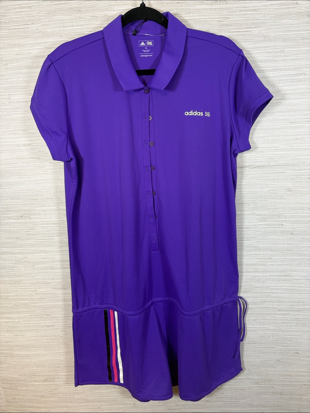 adidas Purple Polo Dress with Multicolor Side Stripes